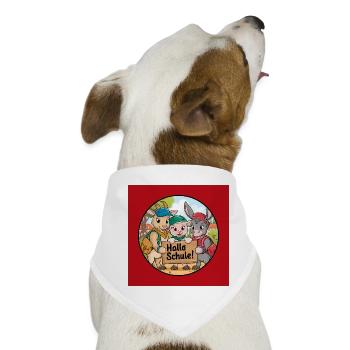 Einschulung Hallo Schule mit lustigen Tieren - Hunde-Bandana - Weiß - Vorne