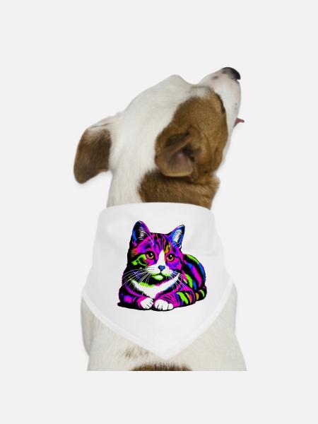 Katze - Hunde-Bandana - Weiß