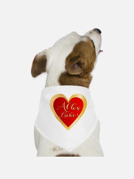 VALENTINSTAG HERZ - ALLES LIEBE WÜNSCHEN - Hunde-Bandana - Weiß - Vorne