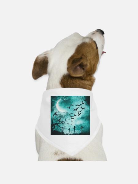 Mondnacht Fledermausschwarm Grabkreuze - Hunde-Bandana - Weiß - Vorne