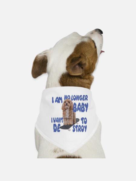 Skater Dog Meme – No Longer Baby - Dog Bandana - white - Front