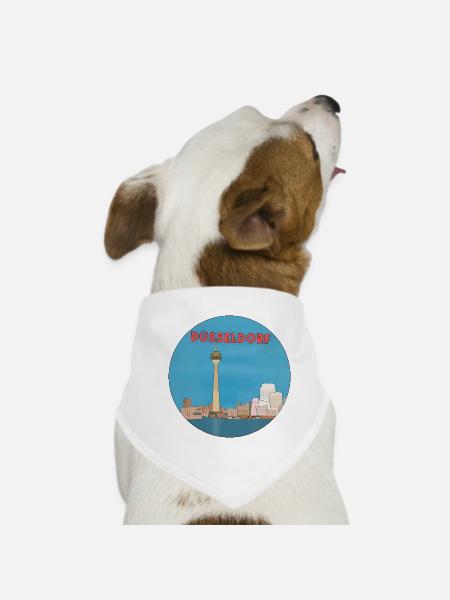 German City Düsseldorf - Dog Bandana - white - Front