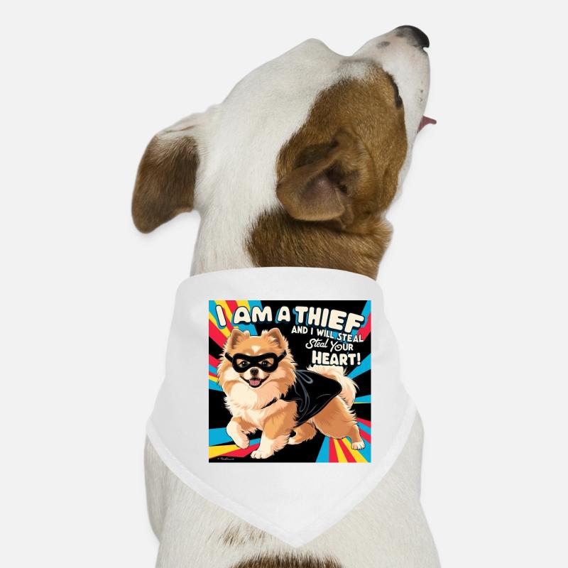 Comicstyle Pomeranian Dog "I am a thief" Dog Bandana