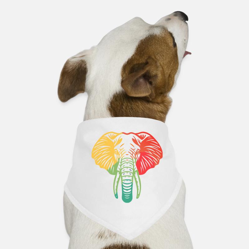 Elefantenkopf bunt - Hunde-Bandana - Weiß