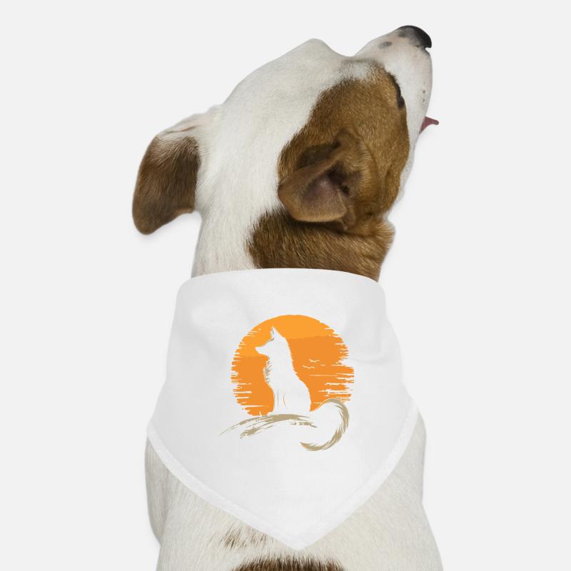 Fuchs Silhouette sitzt vor einer Sonne Hunde-Bandana