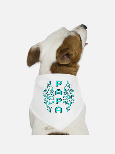 ORNAMENTE VATERTAG PAPA WERDEN - Hunde-Bandana - Weiß - Vorne