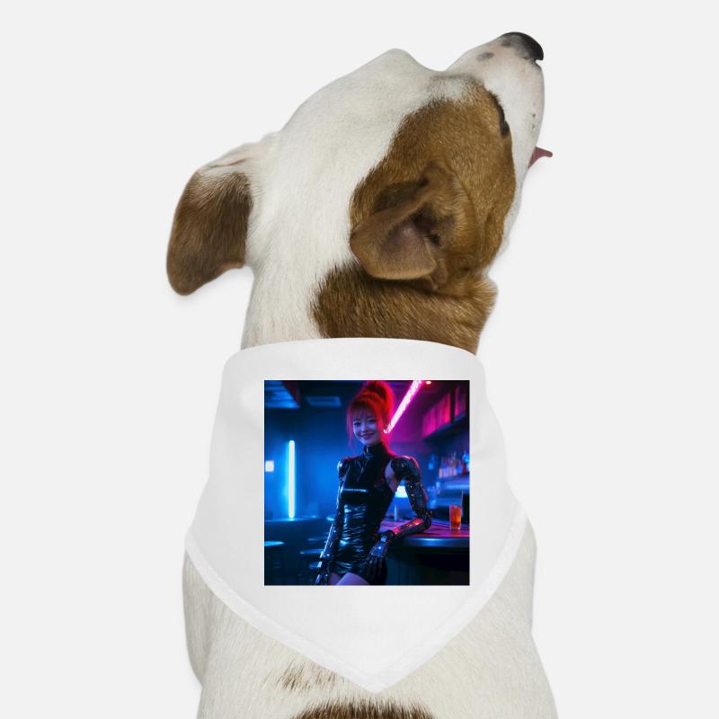 N-dless Nights: Cyberpunk-Mädchen in einer Bar Hunde-Bandana