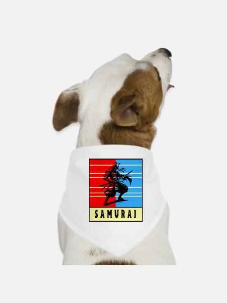 Retro Samurai Warrior - Hunde-Bandana - Weiß - Vorne