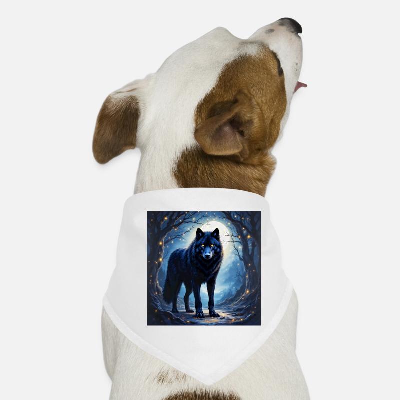 Krafttier Dunkler Wolf - Hunde-Bandana - Weiß