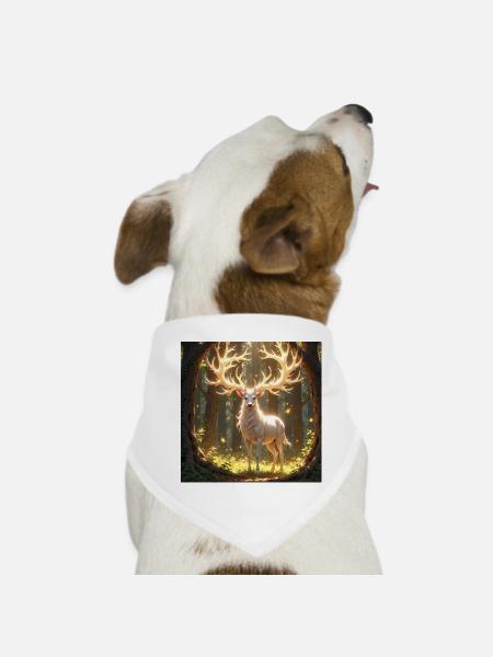 Power Animal Deer in Daylight - Dog Bandana - white - Front