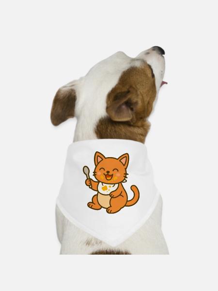 Cute Feeding Kitten – Baby Cat Fun - Dog Bandana - white - Front