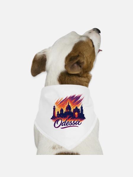 Ville d’Odessa Ukraine Perle au bord de la mer Cadeau - Bandana pour chien - blanc - Devant