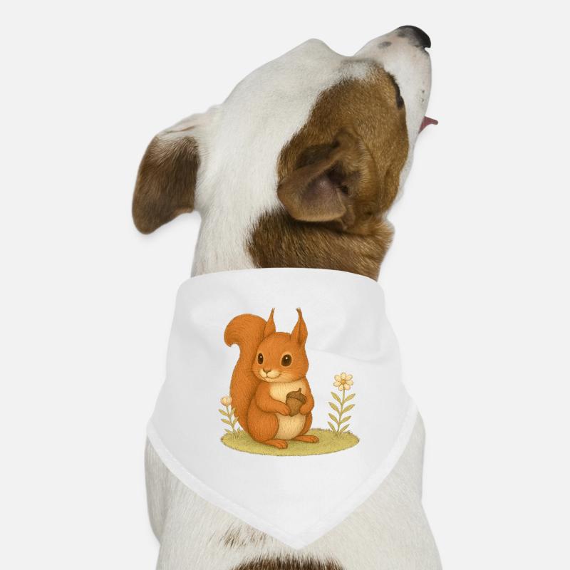 Nordischer Wald - Eichhörnchen - Hunde-Bandana - Weiß