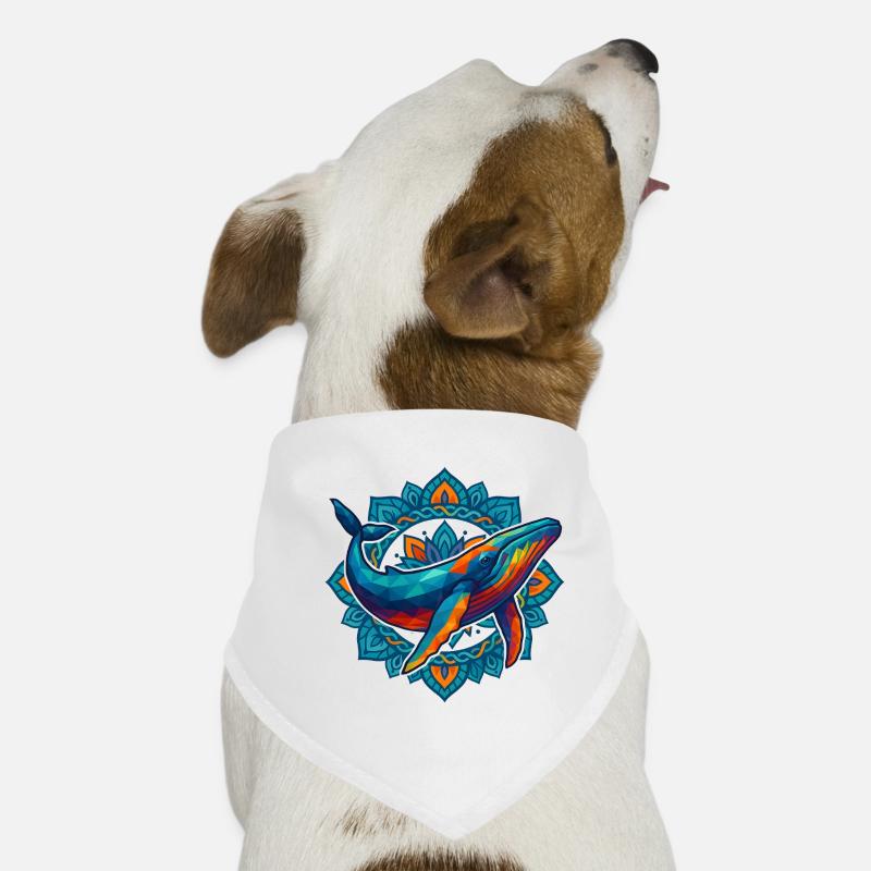 WPAP Polygon Style Animals Whale Flowers Wreath Dog Bandana