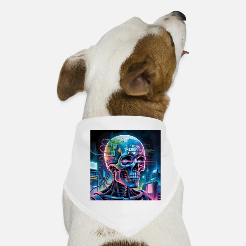 Cyberpunk Skull with Technology Quotes Dog Bandana