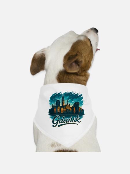 Danzig Gdańsk maritim Silhouette Polen Geschenk - Hunde-Bandana - Weiß - Vorne
