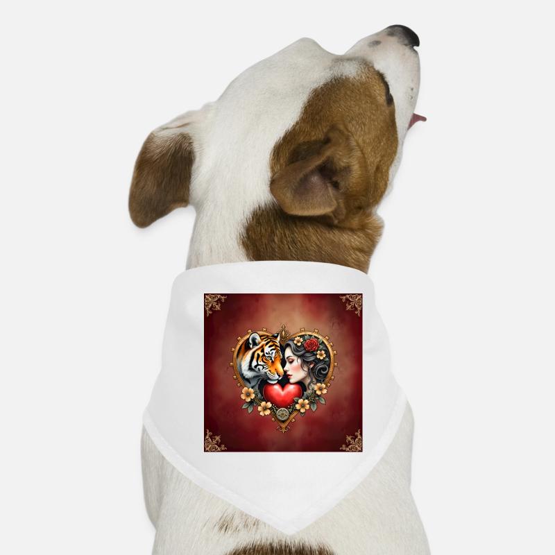 Amour sauvage avec tigre et fleur Bandana pour chien