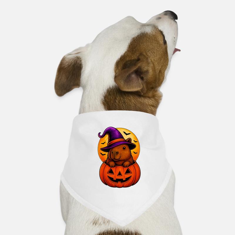 Cute Capybara in Halloween Pumpkin Dog Bandana