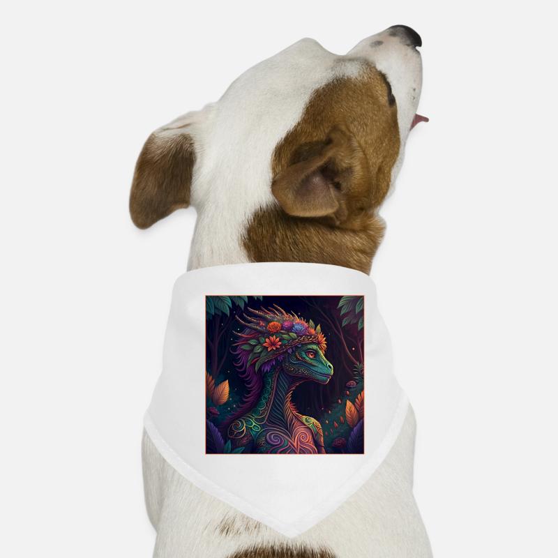 Mythischer Dschungeldrache Illustration - Hunde-Bandana - Weiß