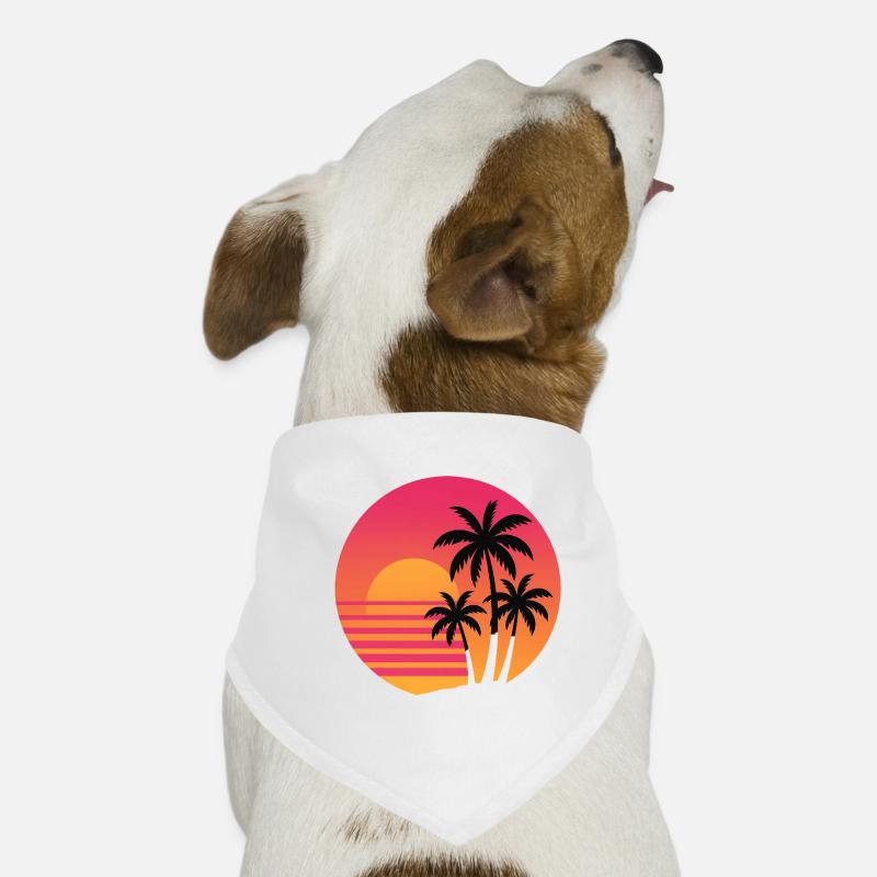Retro Sunset Palm Trees | 80s Beach Vibes Dog Bandana