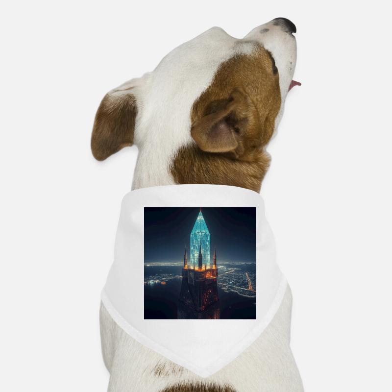 Glowing skyscraper at night Dog Bandana