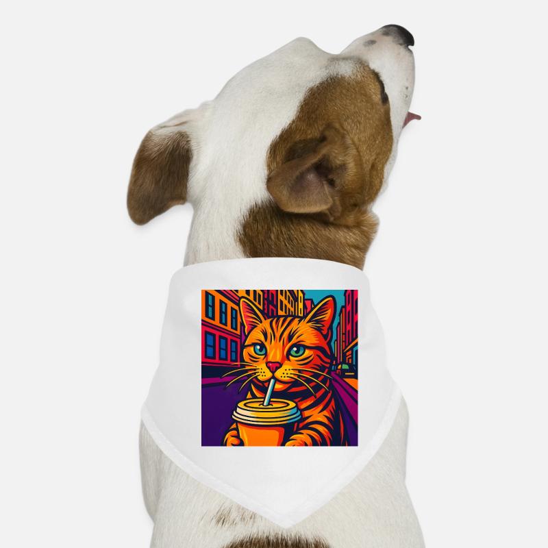 Chat urbain dynamique avec boisson, aime les chats Bandana pour chien
