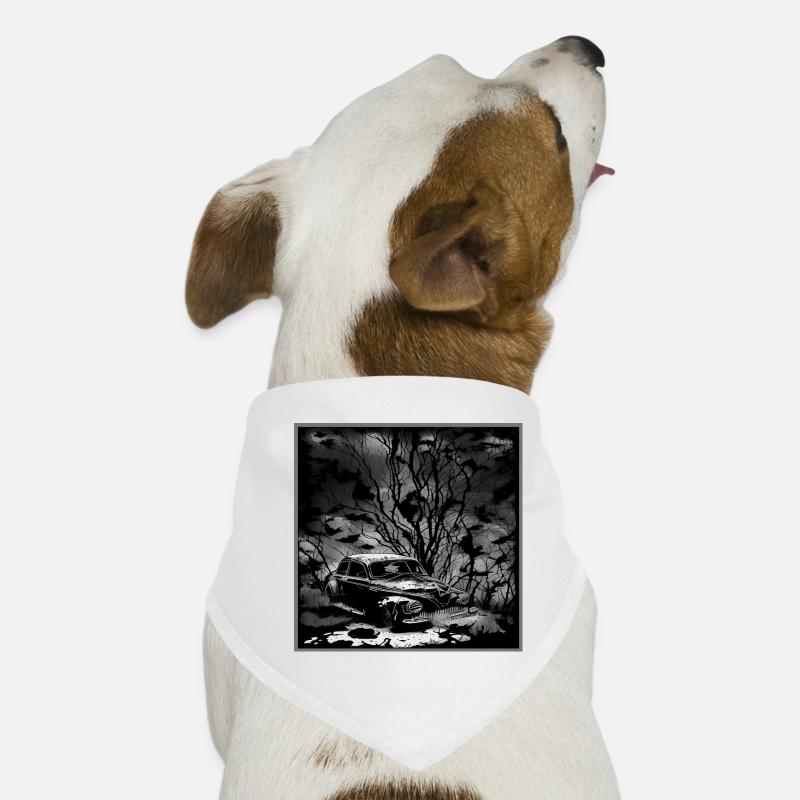 Dunkler Wald Oldtimer Illustration - Hunde-Bandana - Weiß