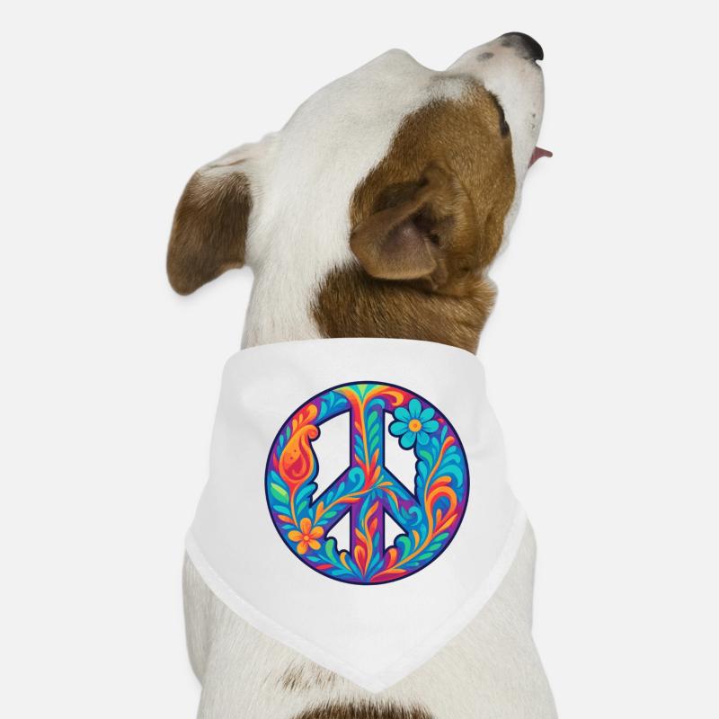 Floral Pattern Peace Symbol Design Dog Bandana