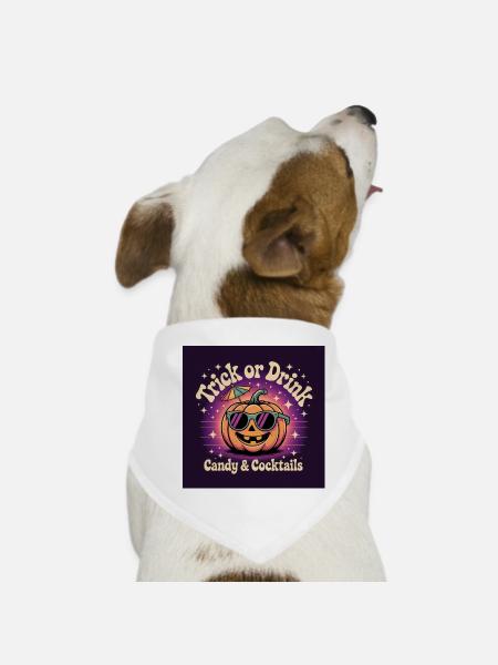 Pumpkin Halloween Costume with Sunglasses - Dog Bandana - white - Front
