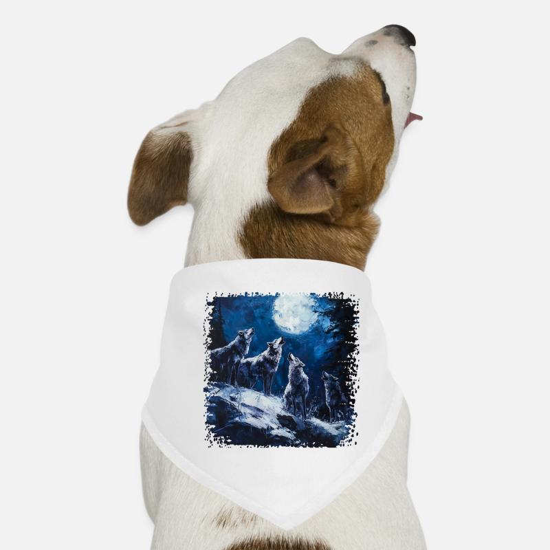 Wolf group under full moon Dog Bandana