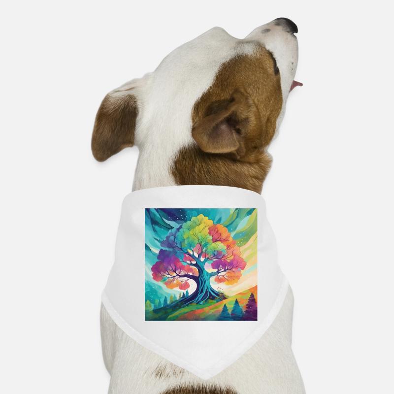 Rainbow Tree of Creativity - Dog Bandana - white