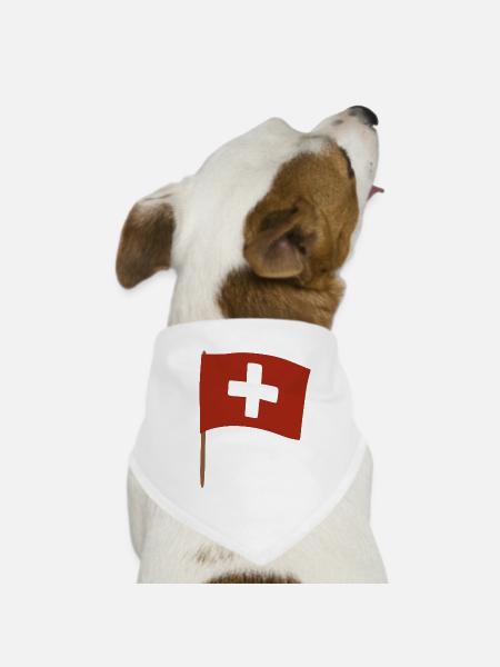Conception du drapeau de la croix suisse pour l’habillement - Bandana pour chien - blanc - Devant