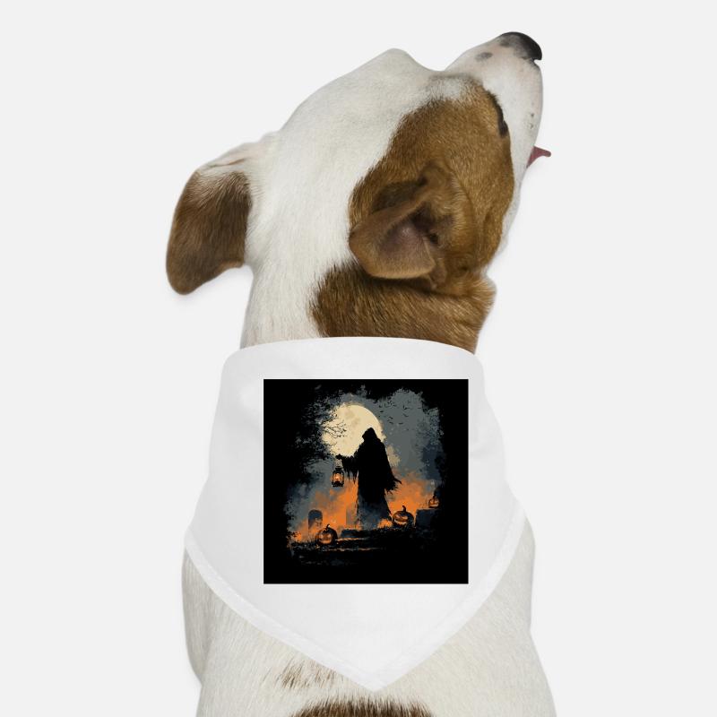 Grim Reaper silhouette with pumpkins and full moon Dog Bandana