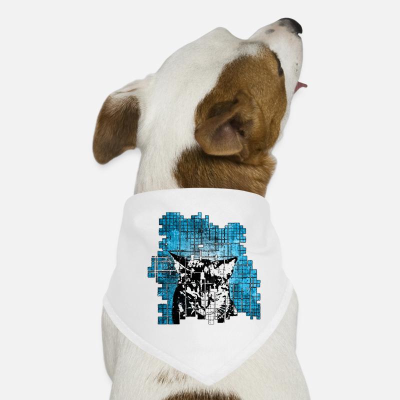 Graffiti-Stil Katzenporträt mit blauer Explosion Hunde-Bandana