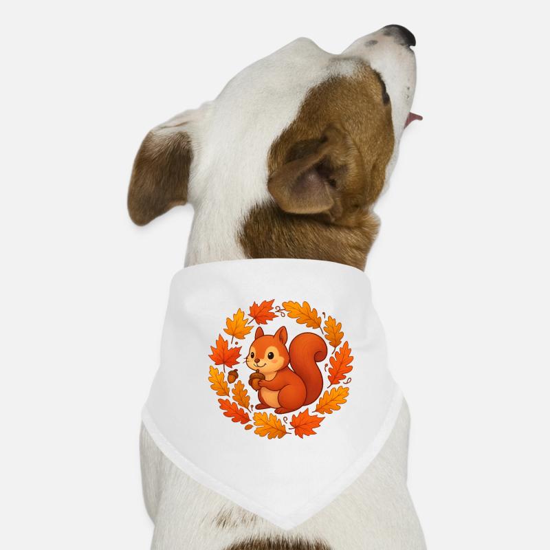 Écureuil d’automne dans une couronne de feuilles Bandana pour chien