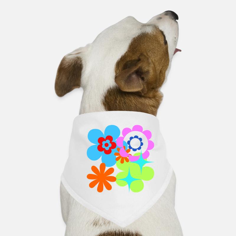 Fleurs Colorées Et Étoiles Flore Psychédélique Bandana pour chien