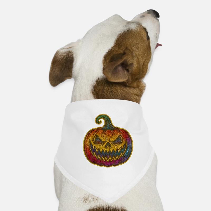 Bunter Glitzer Pumpkin Gruselgesicht Hunde-Bandana