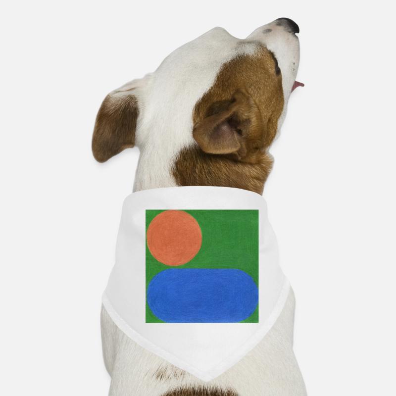 Cercle orange et rectangle bleu - Bandana pour chien - blanc
