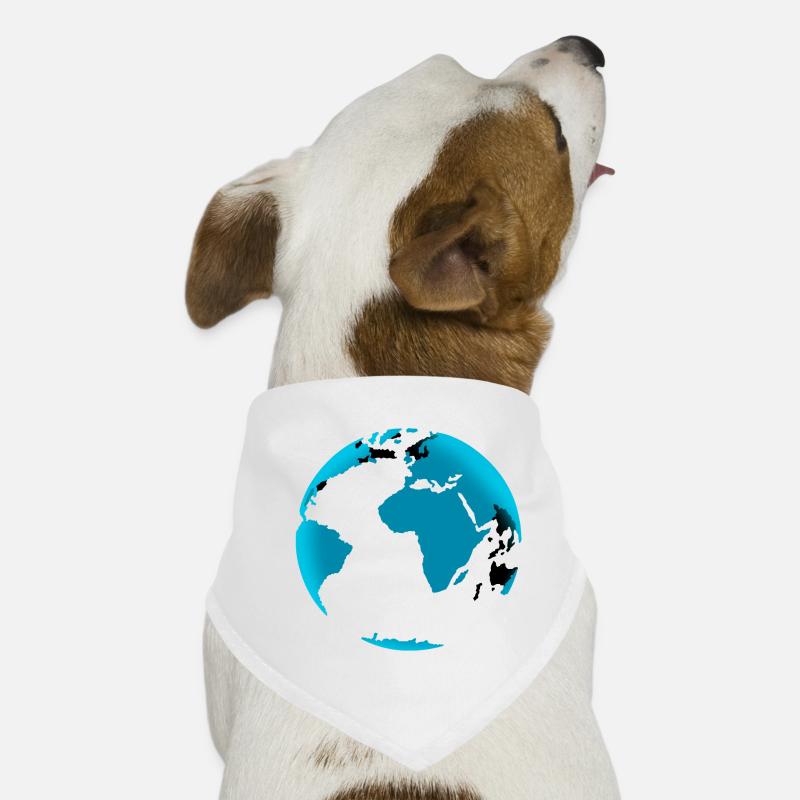 Blauer Globus Neon Schwarz - Hunde-Bandana - Weiß
