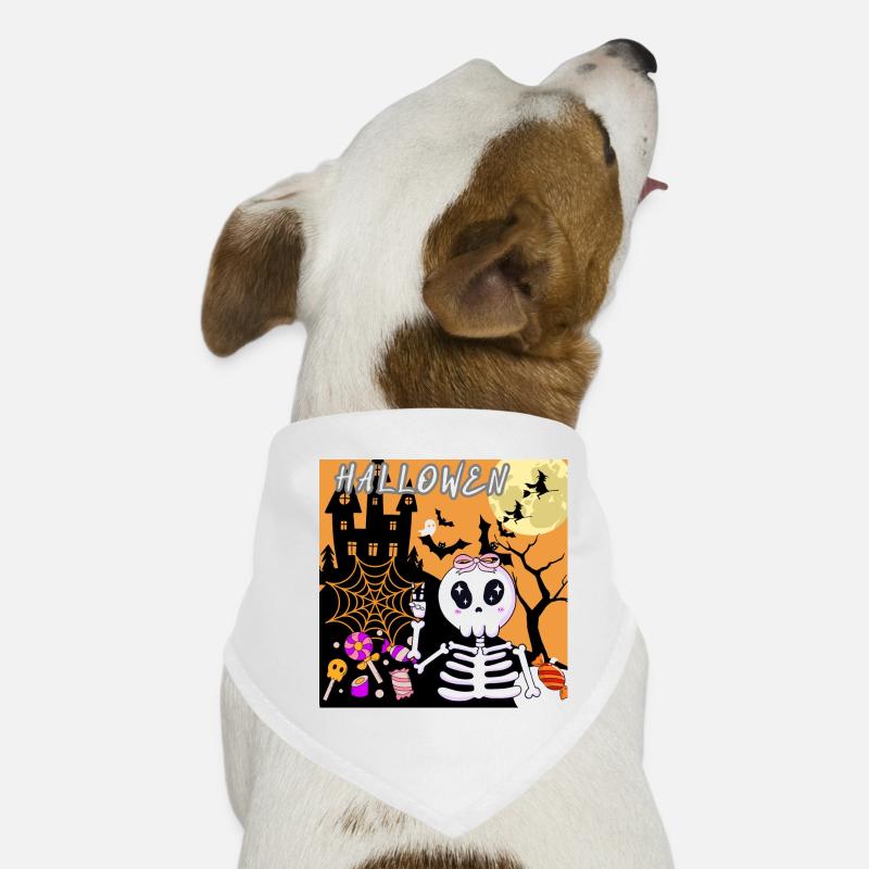Squelette mignon d’Halloween avec des bonbons Bandana pour chien