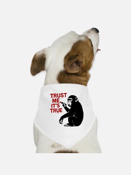 Glaub mir, es ist wahr – Affenkunst - Hunde-Bandana - Weiß - Vorne