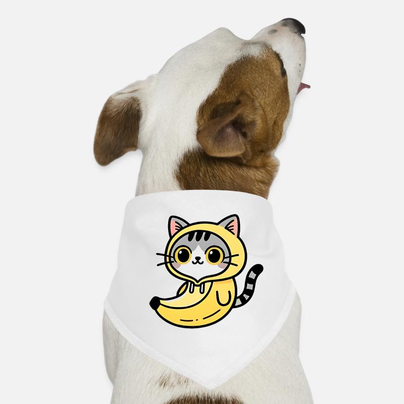 Kawaii Katze im bananengelben Kapuzenpullover Hunde-Bandana