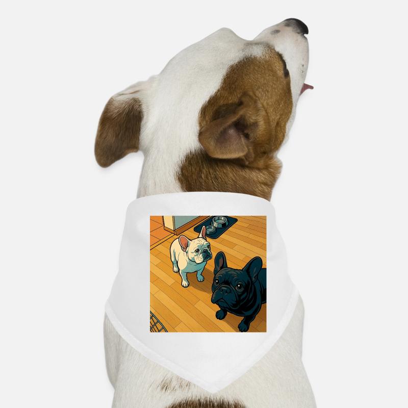 Duo de bouledogues câlins Illustration Bandana pour chien