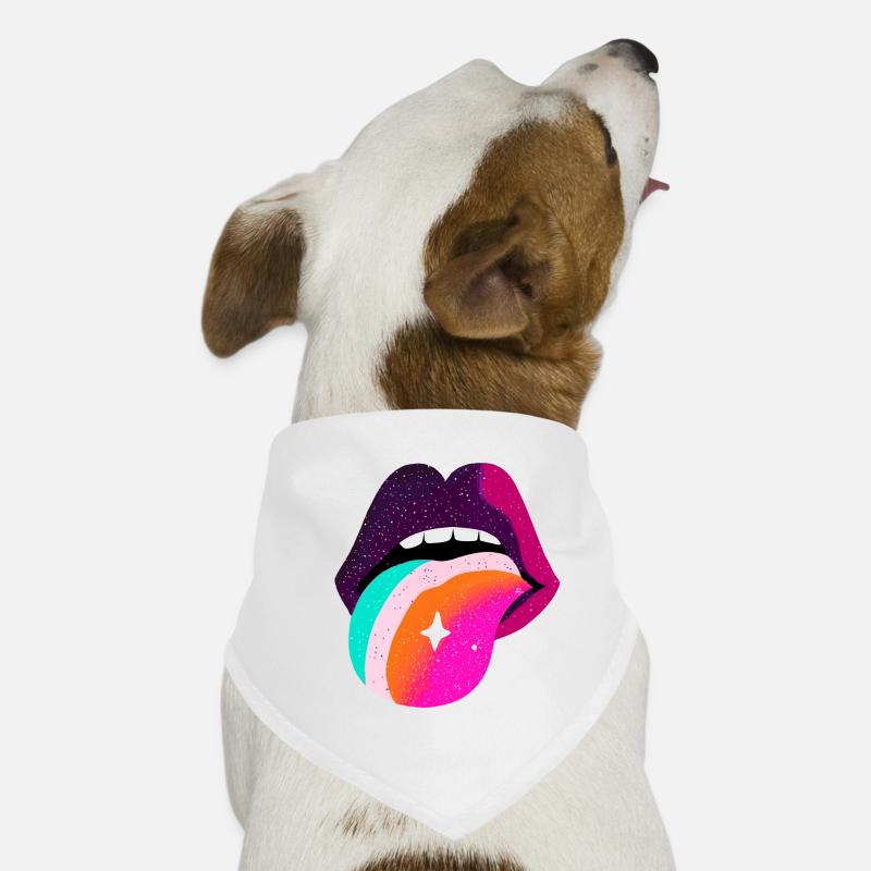 Prismatic Rainbow Tongue Lips Dog Bandana