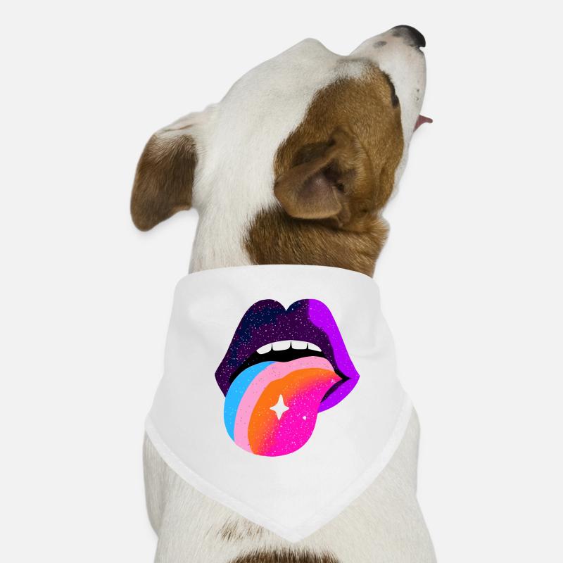 Lèvres de langue arc-en-ciel cosmique Bandana pour chien