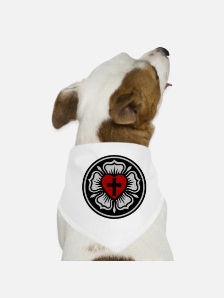 Lutherische Rose - Hunde-Bandana - Weiß - Vorne