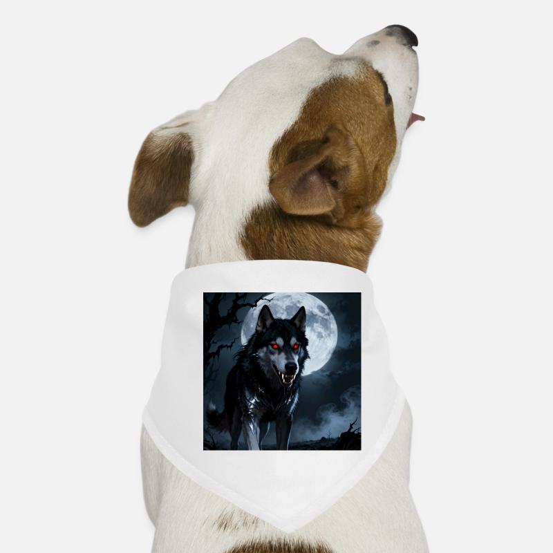 Vollmondwolf mit rotem Blick Hunde-Bandana