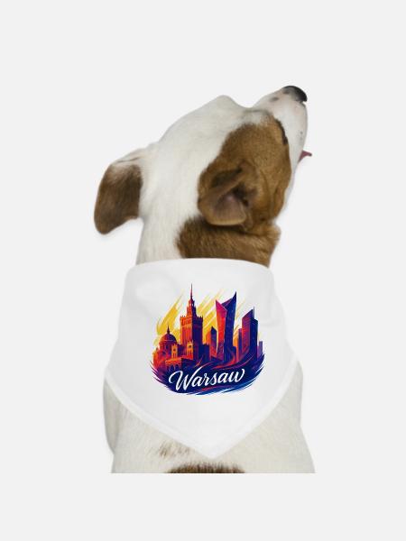 Varsovie, magnifique capitale, Pologne, Polska, Gesche - Bandana pour chien - blanc - Devant