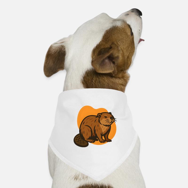 Biber auf orangefarbenem Hintergrund Hunde-Bandana