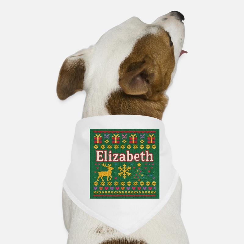 Festive Name Elizabeth Ugly Chrismas Style, Xmas  Dog Bandana